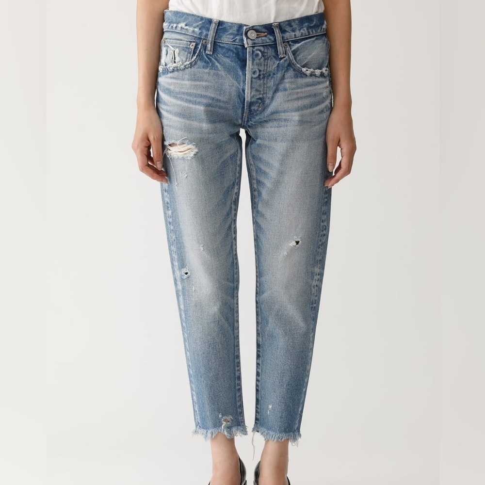 MOUSSY VINTAGE KELLEY TAPERED FRAYED
HEM FADED SKINNY PREMIUM DENIM JEANS SZ 25